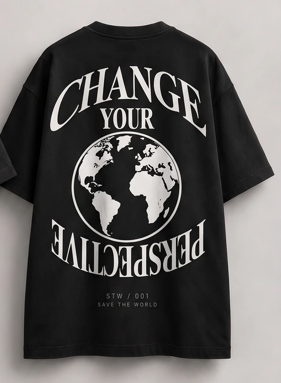 STW / 001 Change Your Perspective, retro della T-shirt nera