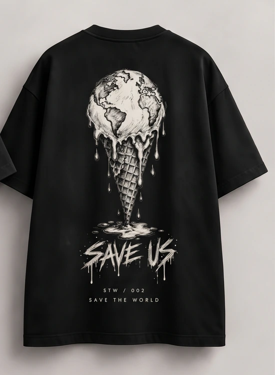STW / 002 Melting World, retro della T-shirt nera