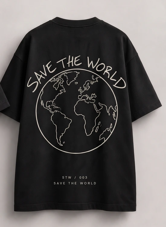 STW / 003 Save The World, retro della T-shirt nera